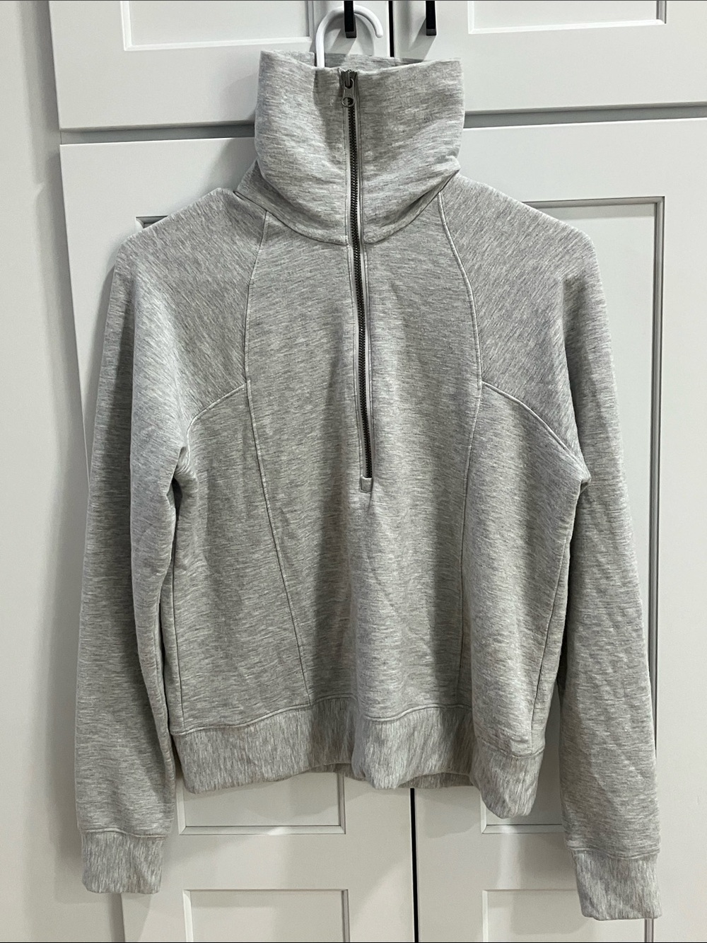 Quince Women's Gray SuperSoft Fleece Half Zip Pullover Sweatshirt Crewneck
